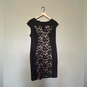 Connected Apparel Black and Cream Sheath Mini Dress
